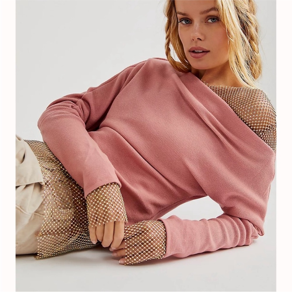 Free People Pink Off-the-Shoulder Sweater